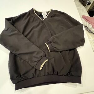 Outdoor World Golf Apparel MensLarge Black V-Neck Windbreaker Pullover Windshirt